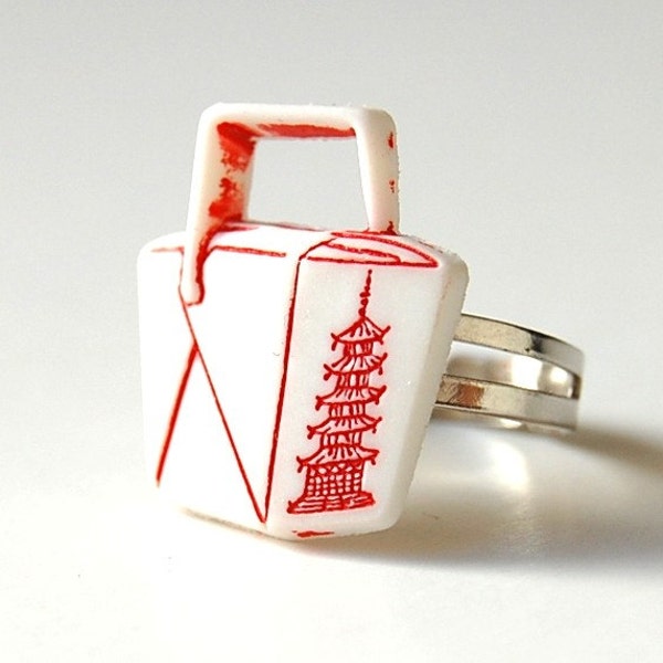 Chinese Takeout ring in a free capsule. 80s Geek, Retro, Fun, Him, Her, Nerd, Dork, Cool