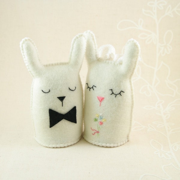 Bunny wedding cake topper or ringbearer's couple