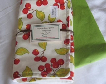 Burp Cloth with Style - Cotton/Organic French Terry - Retro Vintage Cherry