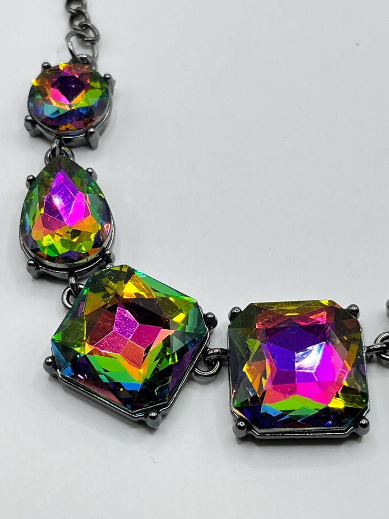 Vintage AB Watermelon Rhinestone Jewelry Set - Etsy