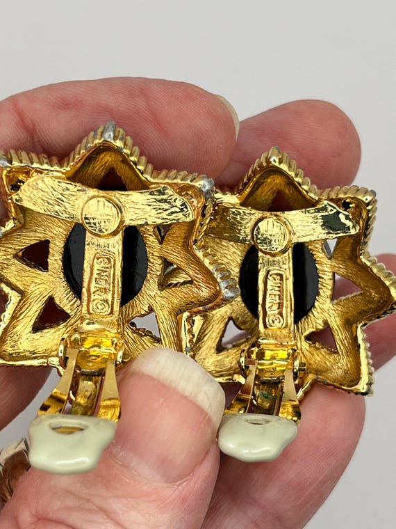 Vintage, Signed Ciner Earrings - Double Signed View 4