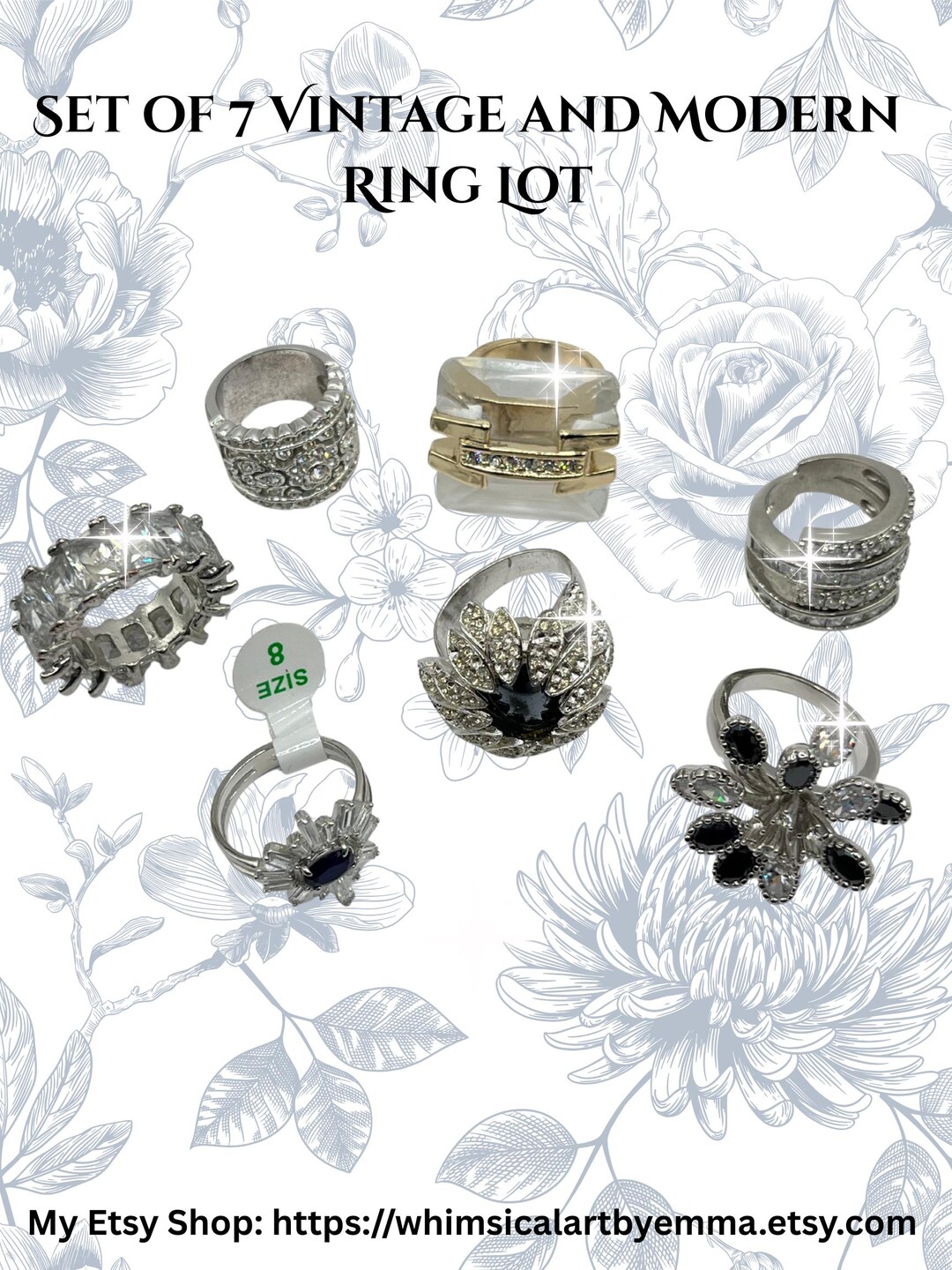 Vintage and Modern Set of 7 Rings - Various Sizes - Etsy