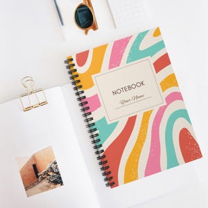 Customizable Spiral Notebook, Colorful Journal, Gift for Students, Writing Planner, Bright Stationery