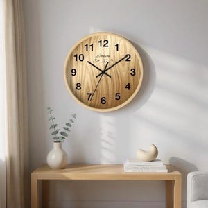 Personalized Wood Wall Clock | Custom Family Timepiece | Home Decor, Gift for Housewarming, Wedding, Anniversary, Unique Keepsake