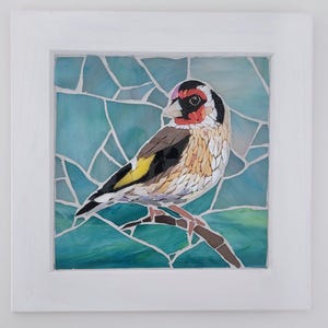 Mosaikvogel, einzigartige Glaswandkunst und Wohndekoration