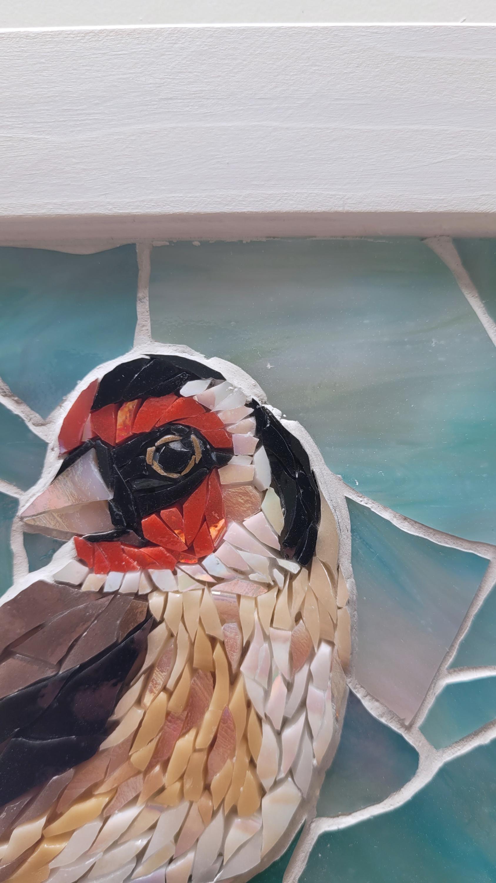 モザイクアート 鳥 アート モザイクアート 鳥と花の壁掛け時計 美濃焼