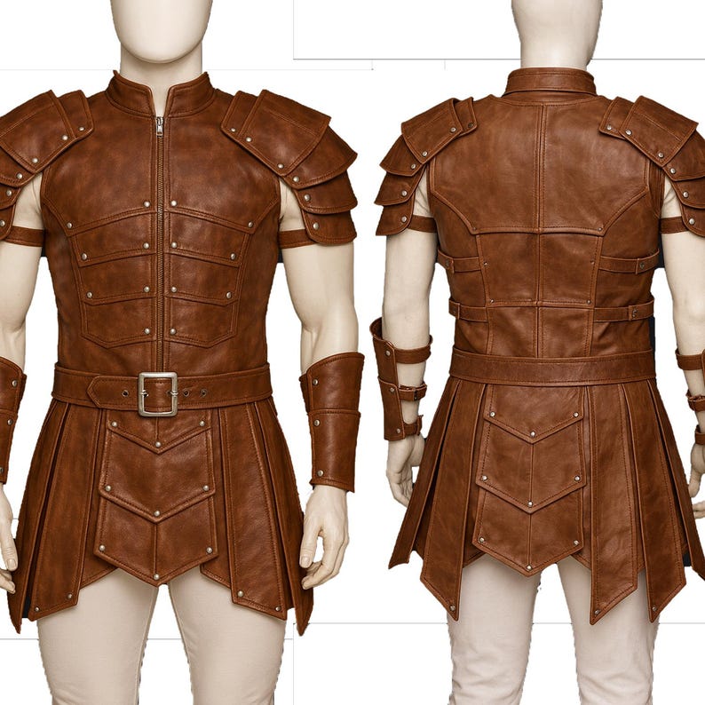 Men's Medieval Leather Armor Set With Adjustable Belt: Viking Knight ...