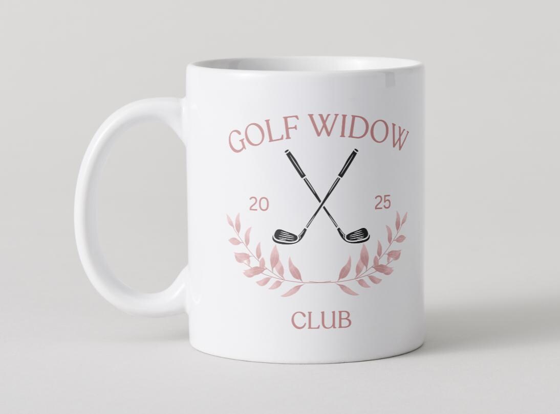 Golf Widow Mug: Funny Golfer Wife Gift, Handmade Ceramic Coffee Cup