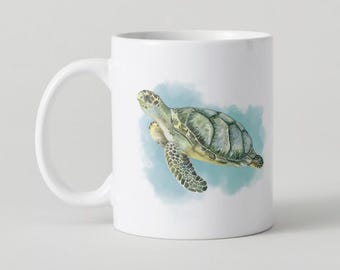 Sea Turtle Mug, Turtle Lovers, Ocean Life Coffee Cup, Marine Life Gift, Secret Santa, Stocking Fillers, Animal Enthusiasts