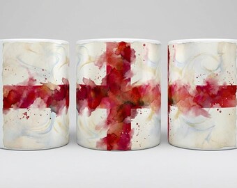 St George's Cross, Watercolour England Flag Design, England Mug