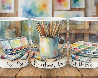 Watercolour Artist Mug – “For Brushes, Do Not Drink” | Funny Art Studio Gift