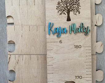 Tabla de altura de madera personalizada para niños: regla de crecimiento para decoración de pared de guardería