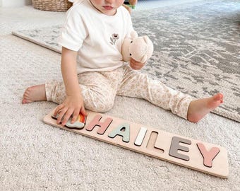 Namenspuzzle | Erstes Geburtstagsgeschenk | Personalisiertes Puzzle | Holzspielzeug für Kleinkind Geschenk | Montessori Spielzeug | Baby Geschenk | Baby Junge | Baby Mädchen
