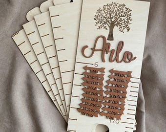 Personalized Wooden Growth Chart: Engraved Family Keepsake