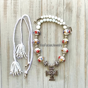 Ukrainian necklace. Ukrainian jewelry. Ukrainian traditions. Necklace with a cross. Exclusive piece. Boho style. Gift for her.
