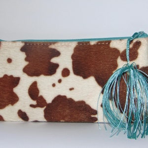 Sac à accessoires imprimé vache - Fait main