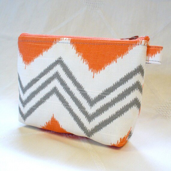 Items similar to Chevron Fabric Gadget Pouch Cosmetic Bag Zipper Pouch ...