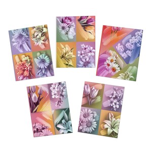 Blumengrußkarten-Set, 5er-Pack Multi-Design-Karten für Blumen-Ostern-Grußkarten Aquarell | Frühlingsblüten-Ostern-Wünsche | Karten Set