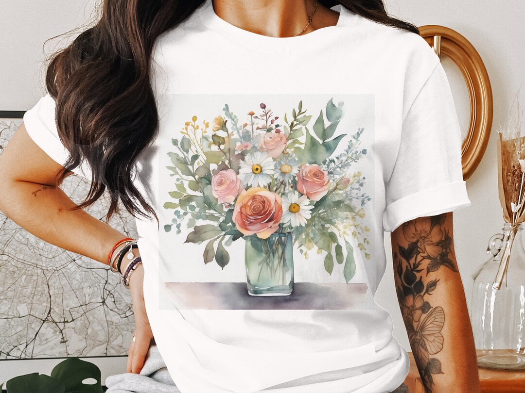 Watercolor Floral Bouquet Print, Digital Download Wall Art, Flower ...