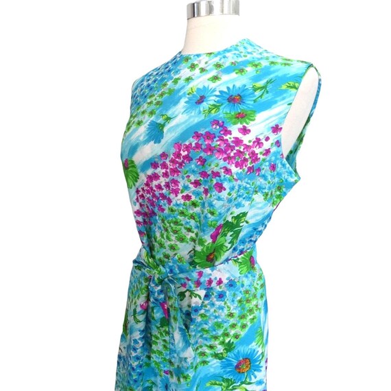 Vintage 1960s Floral Sheath Day Dress Sleeveless … - image 10