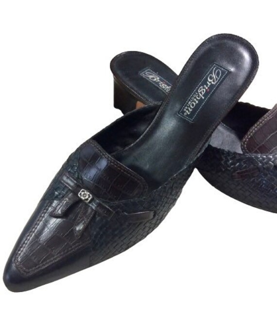 Brighton Mules Two Tone pointed toe Block Heel 9.… - image 1