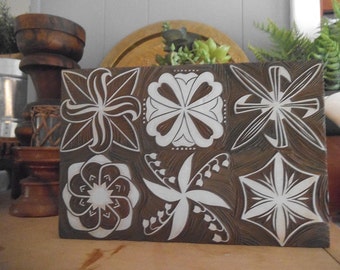 Vintage Wood mounted stamp ~ carved ~ Floral ~ Shapes ~ Lilly of the valley ~ Large display or use