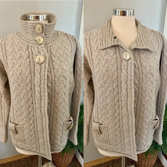 Women's Vintage Aran Crafts Cable knit cardigan Sw