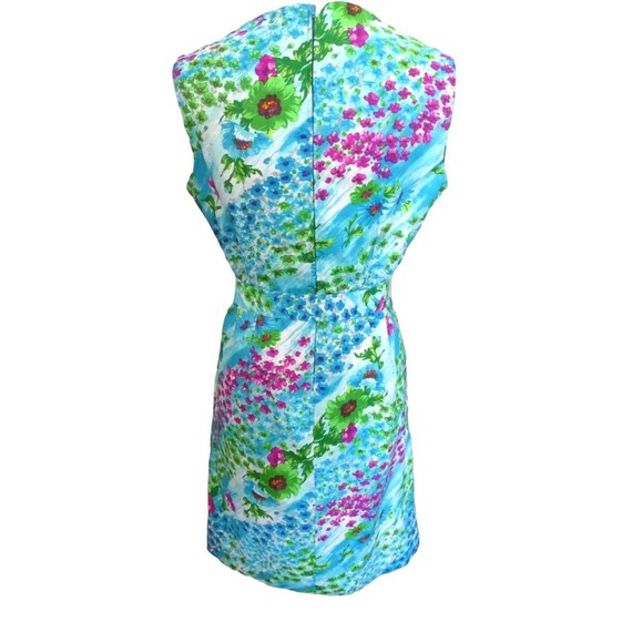 Vintage 1960s Floral Sheath Day Dress Sleeveless … - image 3