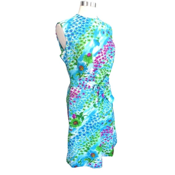 Vintage 1960s Floral Sheath Day Dress Sleeveless … - image 9