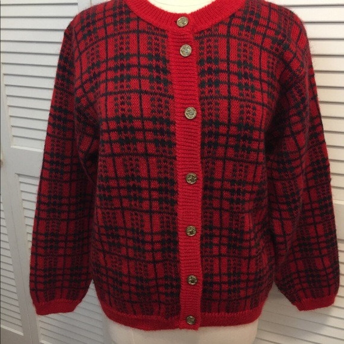 Vintage Cardigan Tartan Plaid Sweater M Edinburgh Mohair blend | Etsy