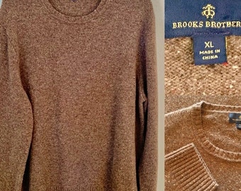 Men’s Brooks Brothers Dongal Tweed Merino Wool crew Neck sweater pullover XL