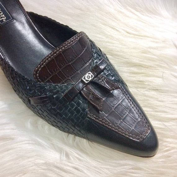 Brighton Mules Two Tone pointed toe Block Heel 9.… - image 5