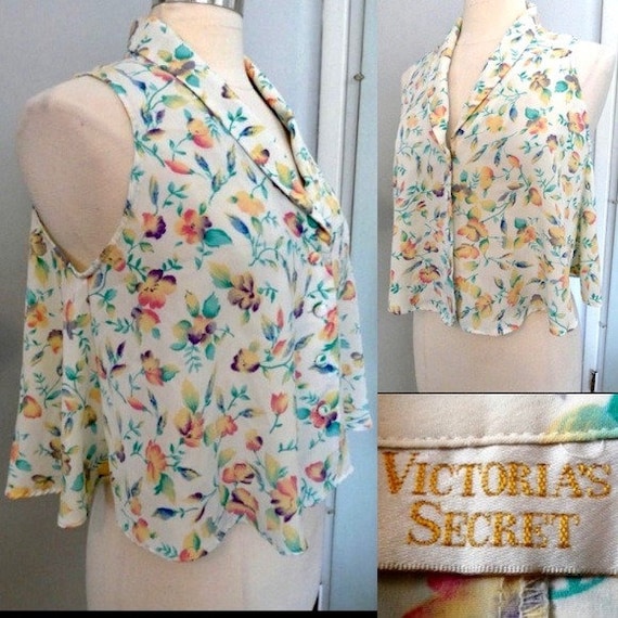 Vintage Victoria's Secret Floral Crop Top Size S … - image 1