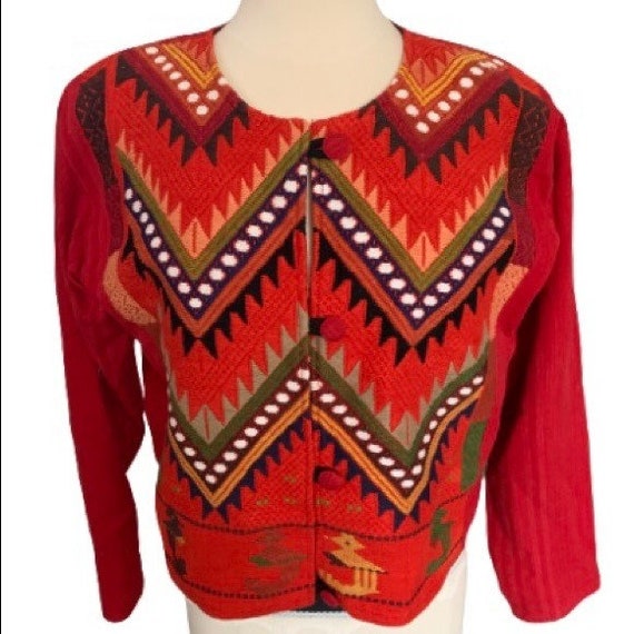 Women’s native jacket embroidered Blanket Crop  M - image 1