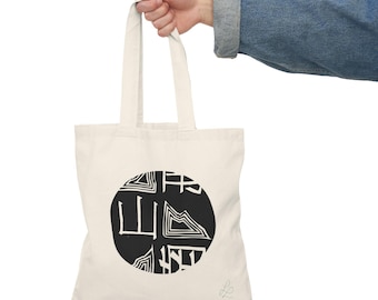 Abstract Chinese Symbol Tote, Cotton Eco  Bag