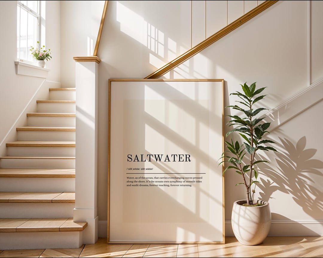 Saltwater Definition Wall Art Vertical | Ocean Inspired Home Decor | Nautical Print & Beachy Wall Hanging for Coastal Living Spaces
