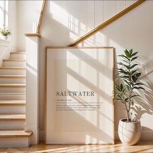 Salzwasser Definition Wandkunst Vertikal | Ozean inspiriert Wohnkultur | Maritimer Druck & Beachy Wandbehang für Küstenwohnräume