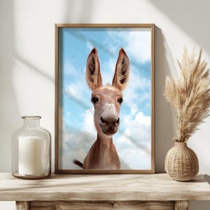 Baby Donkey Nursery Print: Smiling Animal Wall Art