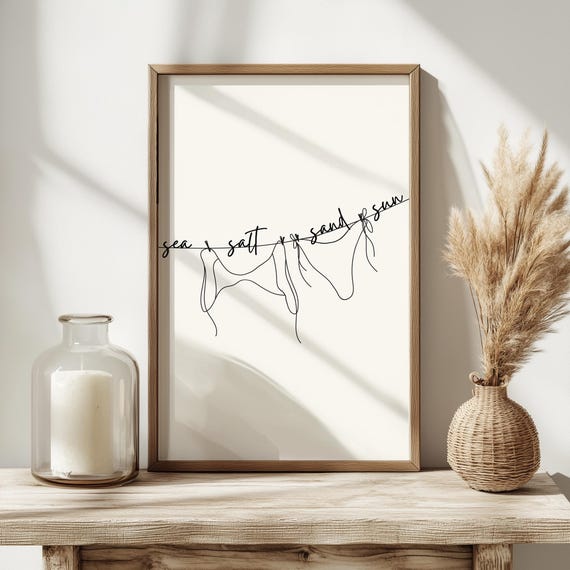 Bikini Wall Art Vertical | Ocean Inspired Home Decor | Nautical Print & Beachy Wall Hanging for Coastal Living Spaces | Trendy Wall Art