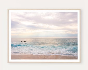 Pastel Ocean Photography Print: Neutral Coastal Beach Wall Art