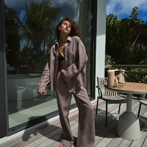 Women Linen Set - Linen Suit - Longewear - Linen Women Suit - Gift for her - Womens suit - Linen Clothing