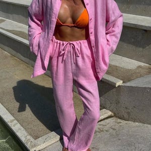Women Linen Set - Linen Suit - Longewear - Linen Women Suit - Gift for her - Womens suit - Linen Clothing