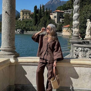 Women Linen Set - Linen Suit - Longewear - Linen Women Suit - Gift for her - Womens suit - Linen Clothing
