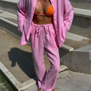 Women Linen Set - Linen Suit - Longewear - Linen Women Suit - Gift for her - Womens suit - Linen Clothing