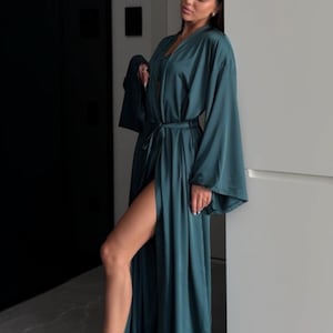 Silk Suit for Women – 2 Piece Set with Pants and Kimono – Elegant Holiday Outfit - Silk Suit - Silk Pajama