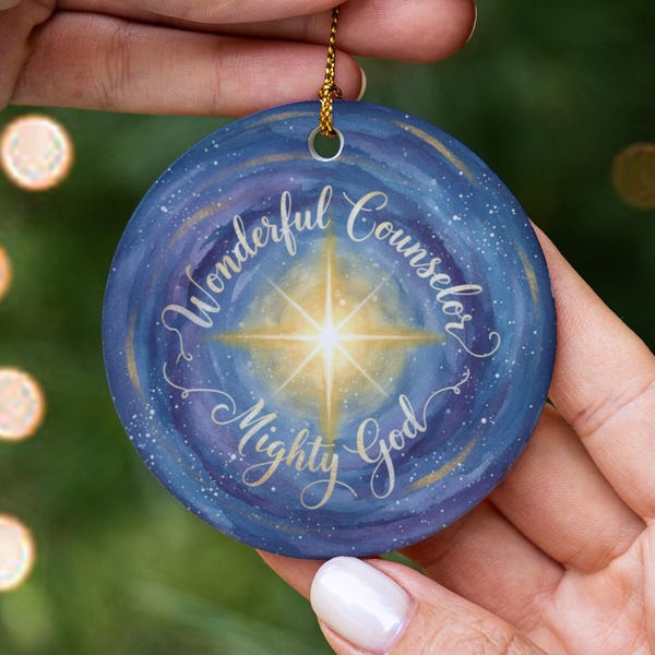 Christian Bible Verse Ornament, Giftable Faith Ornament, Nativity Star Watercolor Ornament, Inspirational Bible Verse Gift