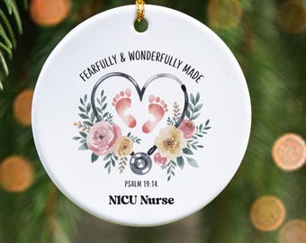 NICU Nurse Ornament, Neonatal RN Christmas Gift, Baby Nurse Keepsake, Faith NICU Nurse Gift, Inspirational Ornament