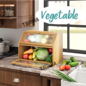Double Layer Bread Box for Kitchen Counter | Snack Box | Kitchen Storage | Corner Bread Box | Rustic Bread Box