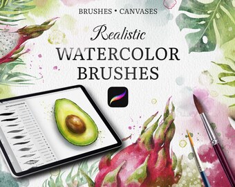 Realistic Watercolor Procreate Brushes | Paper Canvases for iPad | Digital Painting Drawing Kit | Artistic Watercolor Brush Set