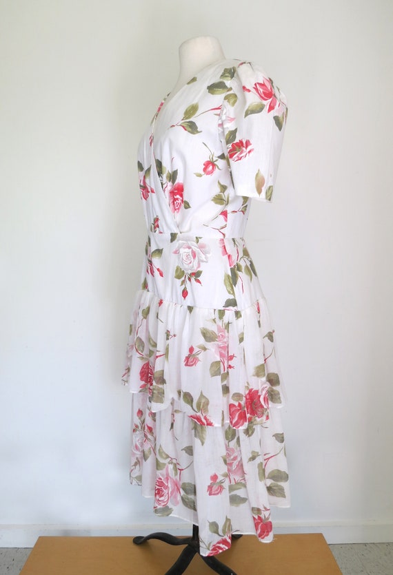 1980s floral romantic tiered dress - image 3